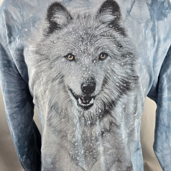 The Mountain T Shirt Men 2XL Blue 2013 Collin Bogle Wolf Big Face Tie Dye Nature - Picture 3 of 9